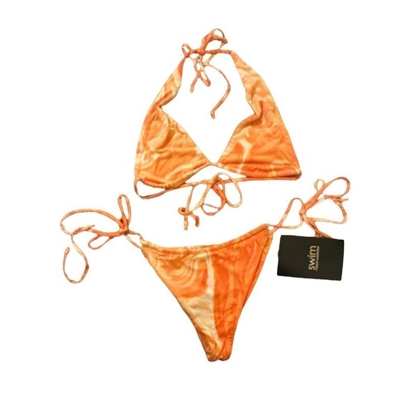 Naked Wardrobe Women's Swimsuit 2 Piece Beach String Bikini Sz S Dreamsicle NWT - Picture 2 of 5